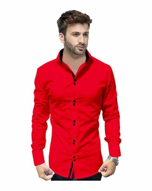 Buy Life Roads Red Pure Cotton Slim fit Casual shirt For Men Online at ...