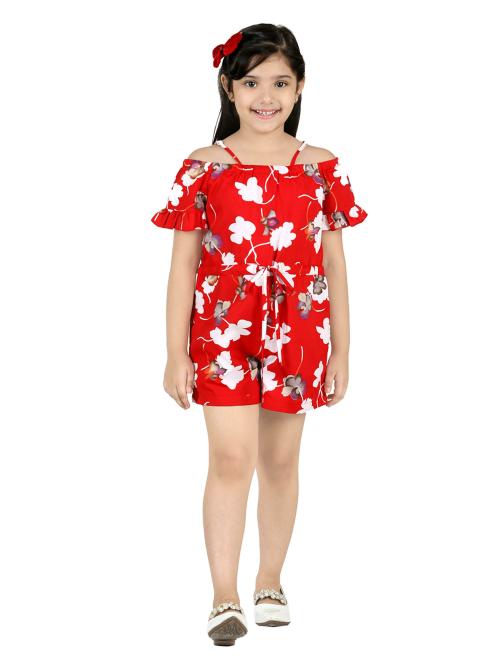 Naughty Ninos Girls Floral Printed Off Shoulder Jumpsuit