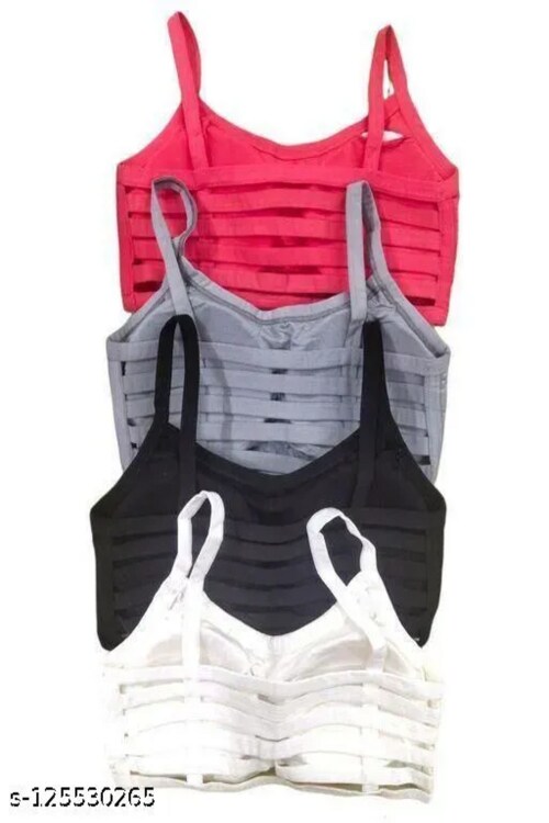 RIGLOZI Women's Cotton Light Padded Seamless Cotton Wire Free Regular Six Patti Bra, Pack of 4