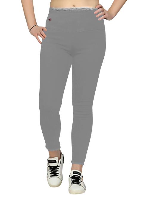 Villain Womens Solid High-Rise Skinny-Fit Stretchable Jeggings - Grey