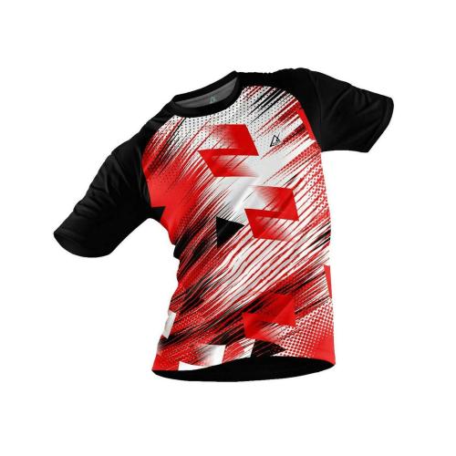 JJ TEES Polyester Half Sleeve Jersey with Round Collar and Digital Print All Over for Men (Color: Black, Red and White)