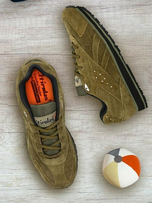 Hirolas Leather Multi Sport Shock Absorbing Walking Running Fitness Athletic Training Gym Sneaker Shoes - Camel