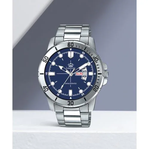 LIMESTONE Analog Blue Dial Silver Strap Watch For Men (LS3070)
