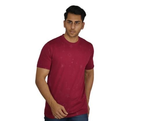 MAXITALIA fashionable,regular fit and half sleeve T-Shirt(Bargandi)