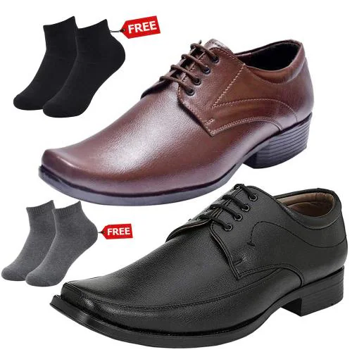Vitoria Stylish & Trendy Men's Sythetic Leather 2 Formal Shoes With Free 2 Socks Combo-8
