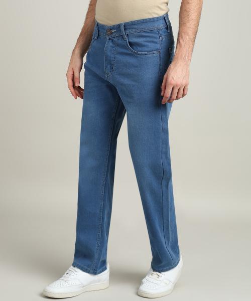 Sobbers Loose Fit Light Blue Baggy Denim Solid Jeans for Men & Boys