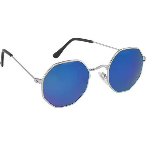 Silver-Blue Mercury UV Protection Octagonal Sunglasses/Frame For Men and Women (Blue)