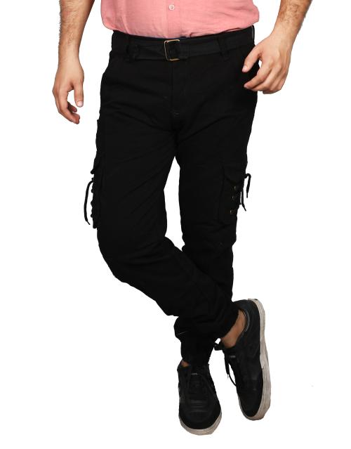 Sagvish Mens Black Cotton Cargo Trouser 28