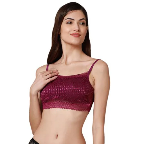 Buy PrivateLifes Burgundy Embroidered Lace Bralette Bra For Women  (PL-BR-220009) Online at Best Prices in India - JioMart.