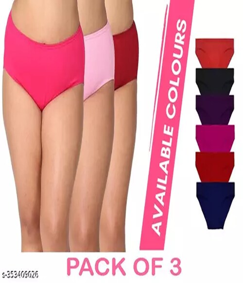 Foxique Cotton Panties for Women | Big Size High Waist Panty with Full Coverage | Inside Elastic - No Elastic Exposure to Skin |Chaddi For Women and Girl's Pack of 3-Size-S-Multicolor5