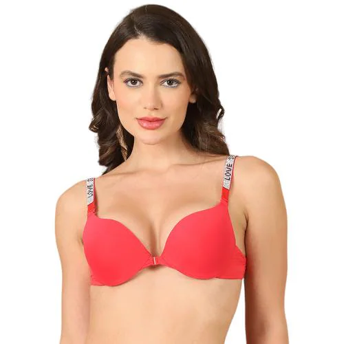 PrettyCat Women Red Lightly Padded Push-Up Bra