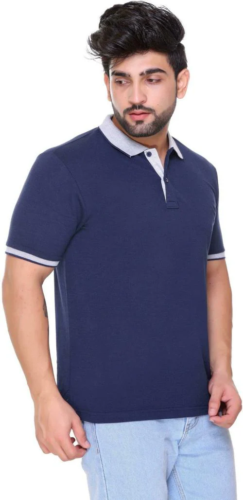 Topluck Blue Men Solid Polycotton Polo T-shirt - JioMart