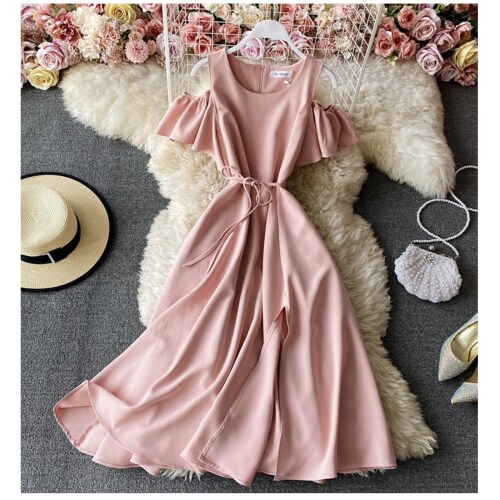 ARTISTA GIRL Cute A Line Short Baby Pink Fashion Dress