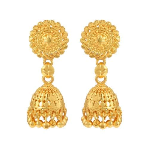 ADMIER Gold Plated Brass round design Small size Jhalar Jhumki Ethnic Traditional Earring for Women