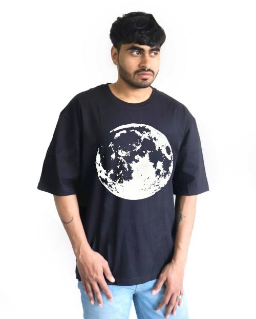 Buy Fklan Glow in dark full moon design oversized T-Shirt XL