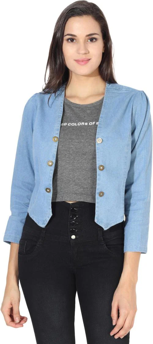 Saira Fashion Women Blue Washed Denim Jacket (L)