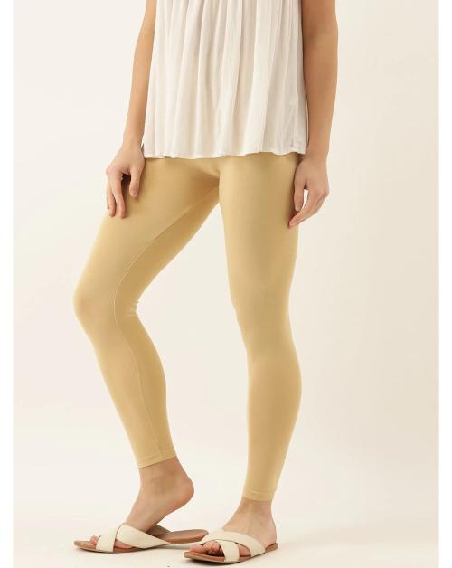 ZEBU Ankle Length Beige Womens Casual Single Leggings