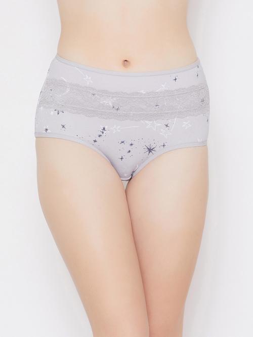 Clovia Purple Geometric Print Cotton Single Hipster Panty