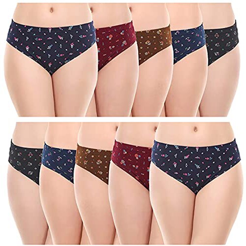 CLOUD FARE ENTERPRISES Women's Cotton Hipster Multicolored Printed Panties For women girl's(pack of 6) women's Cotton Hipster printed Panties For Women's Ladies (Multicolour-10 Pcs)-XXL