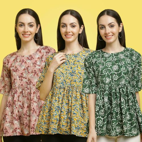 Poshyaa Tops for women western wear party wear tops for women crepe stylish combo pack 3 s to xl size