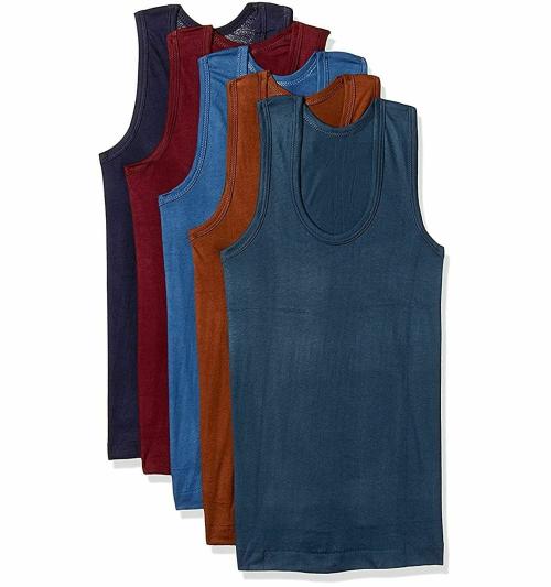 Netlife Cotton Color Vest for Men Combo pack of 5 S