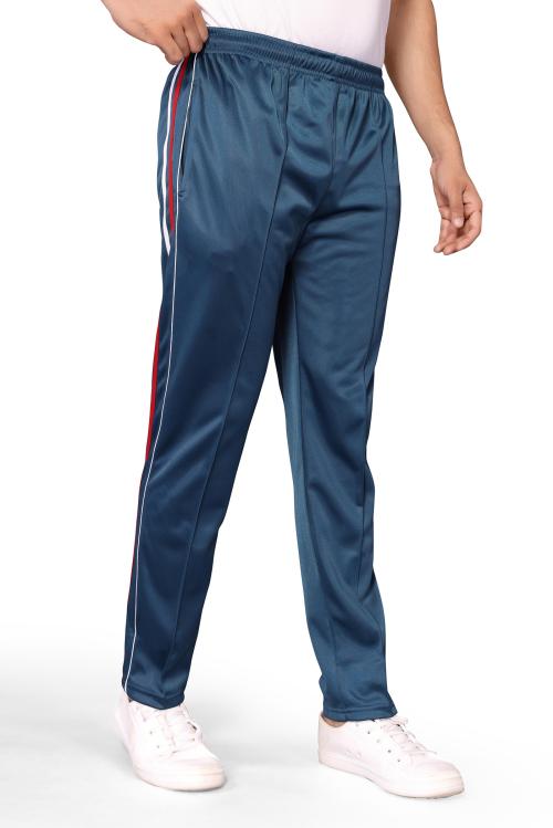 estro Men Dark Blue Self Design Polyester Track Pants