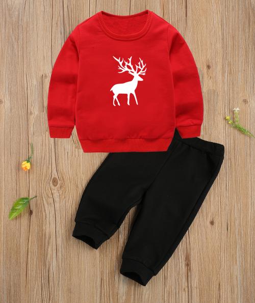 Kiddy Star Boys Sweatshirts and Track pant set Combo|Cotton Blend| | Red| 3-4 Y
