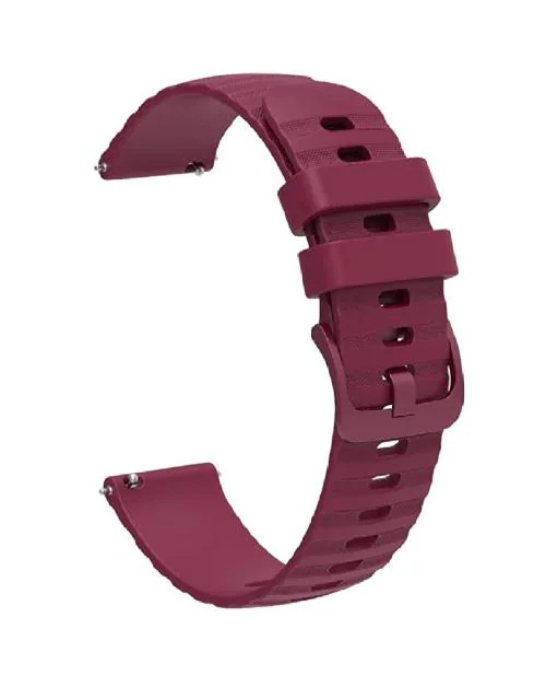Sacriti Soft Silicone Braided Design Buckle Strap Compatible with All 20 mm Watches (Maroon)