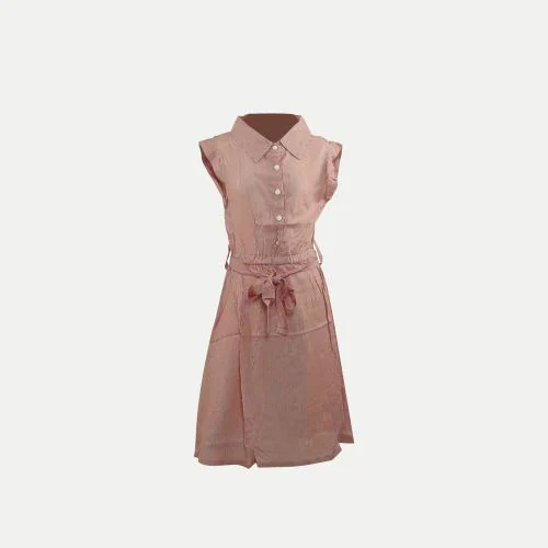 Rad Prix Red Striped Shirt-dress with Waist-belt