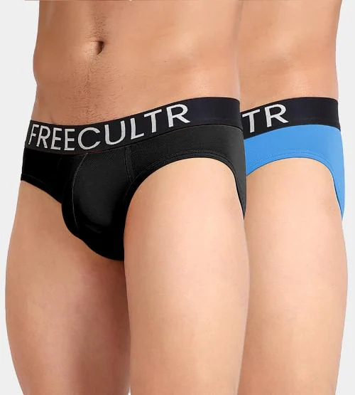 Freecultr Men's Organic Cotton Underwear, Ultrasoft Waistband, Premium Snug-Fit Briefs - Pack of 2