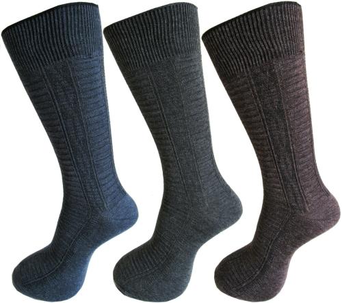 RC. ROYAL CLASS Men's Calf Length Self Design Multicoloured Woolen Socks (Pack of 3 Pairs)