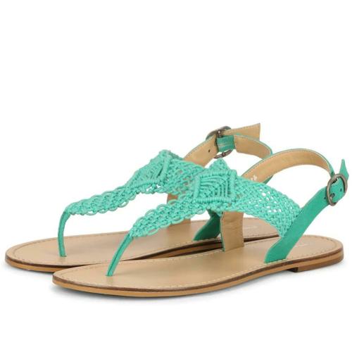 Saint G Woven Jade Leather Flats for Women