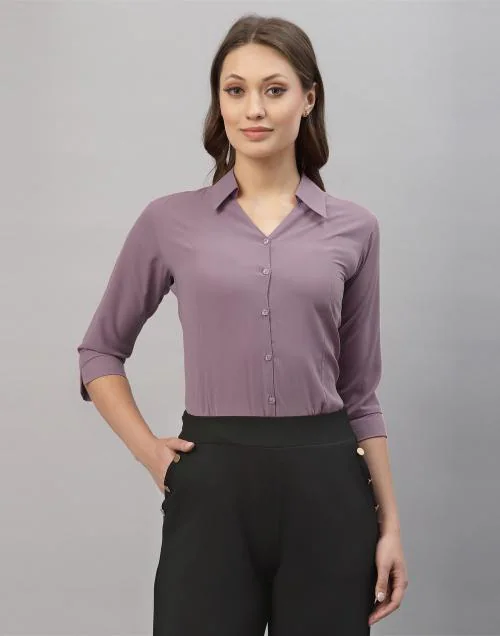 Selvia Women Purple Solid Viscose Rayon Casual Shirts | tops for women | tops | women tops