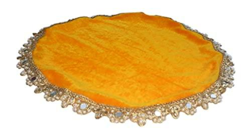 LOOPS N KNOTS Handcrafted Karwa Chauth Decorative Pooja Thali Cover 30.48 x 30.48 x 2.54 cm