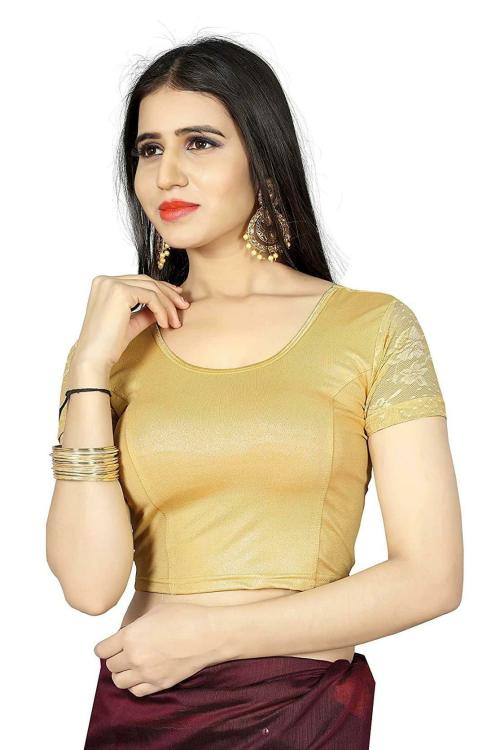 BKD Fashion Women Golden Readymade Blouse (Large)