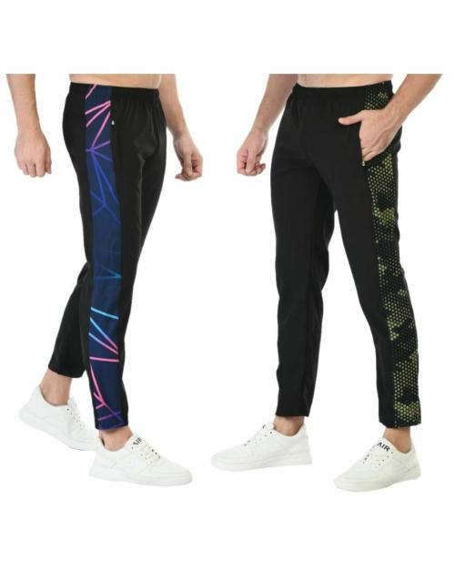 Buttons & Bows Mens Quick Dry Track Pants Combo,Pajama,Lowers with 02 Zip Pocket,Light weight Quick Dry,Athleisure,Sports Fit,Sports Fashion Wear,Gym Clothing, Daily Wear,Fast Dry,Dry Fit,02 Piece -Black (Size-26)