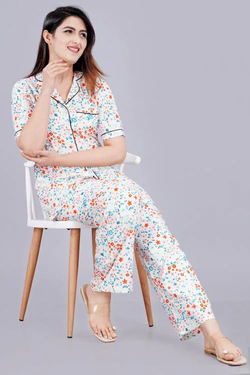 Mintmarie Women's Floral Print Night Suit Set (S)