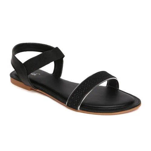 Araish Women Flat Sandals | Lightweight | Comfortable | All-time wear|AR-1103/BLACK