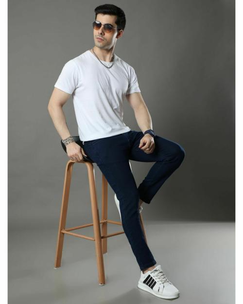 PiX Cropped (Ankle Fit) Navy Blue Denim Men Stylish Fashion Regular Fit Wear Jeans/ Mens Wear/Mens Jeans--32