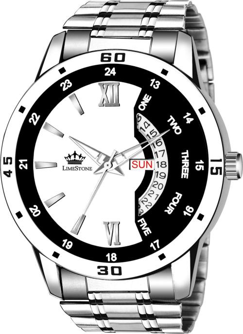LIMESTONE Analog White Dial Silver Strap Watch For Men (LS2886)