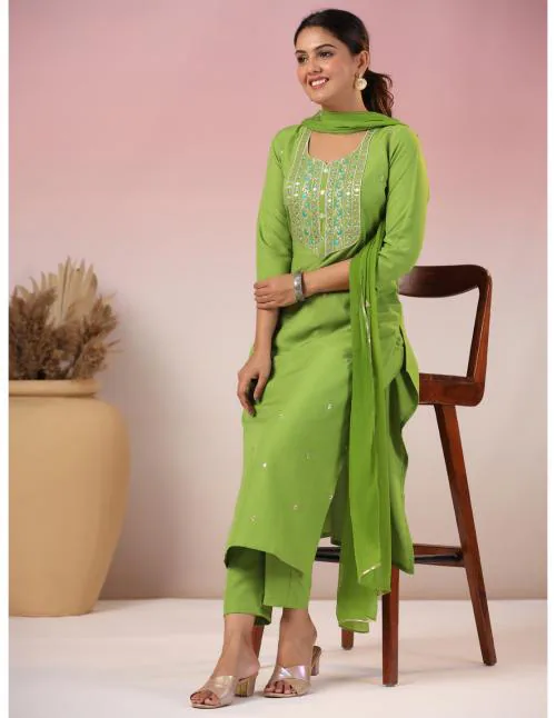 ANNI DESIGNER Damen Kurta Set - Viskose Baumwolle Mit Hose Und Dupatta