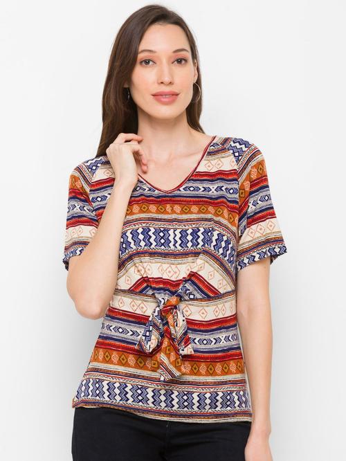 GLOBUS Women Multicolor Printed Blended Top