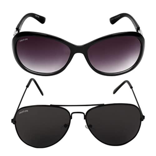Creature Aviator & Oversized Sunglasses Combo (SUN-004-GAGA-007)