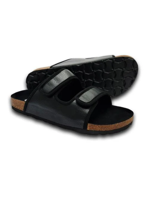 NoStrain Phantom Black Parallel Styled Cork Sandals For Men