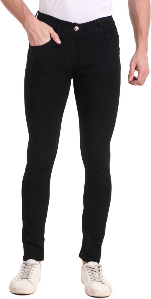 VYESH Men Black Solid Denim Straight Jeans (34)