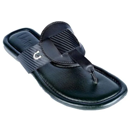 Unigo Men Black Leather Chappal - Gringo