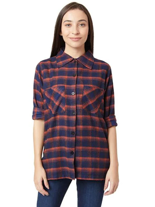Smarty Pants Women Maroon Checkered Cotton Shirt XL