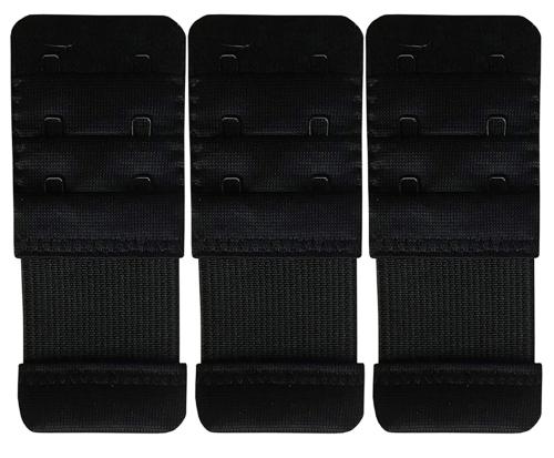 FIMS - Fashion is my style Women Black Solid Cotton Blend Pack of 3 Bra Hook Extender 2 Hook 3 Eye