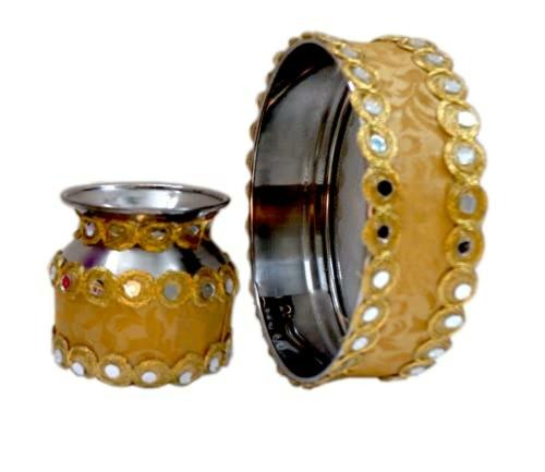 LOOPS N KNOTS Handcrafted Karwa Chauth Puja Lota and Channi 17.78 x 17.78 x 7.62 cm