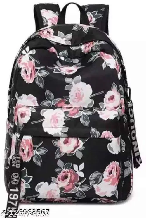 15 L Backpack Preppy Style Fashion Waterproof Women Girls Backpack Korean Design Drawstring Chain travel College Office Bag Laptop Backpack (Black)